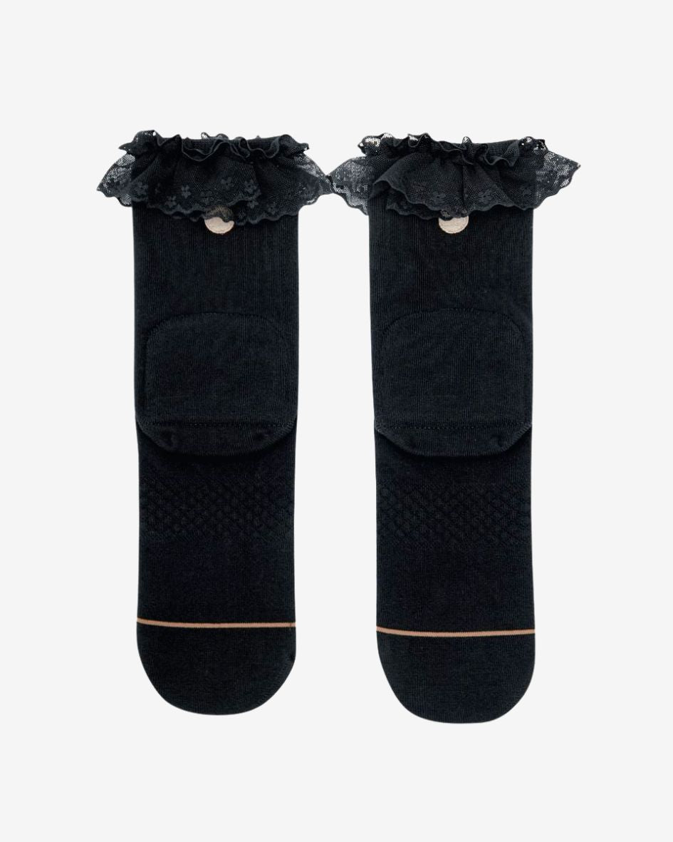 lace black back foam padded socks