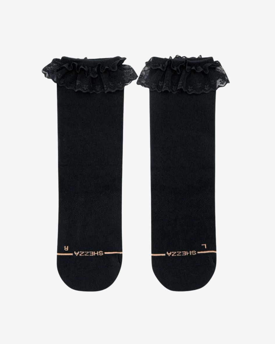 lace black front foam padded socks