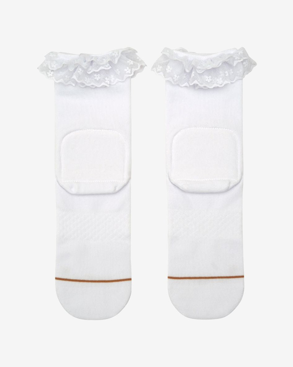 lace white back foam padded socks