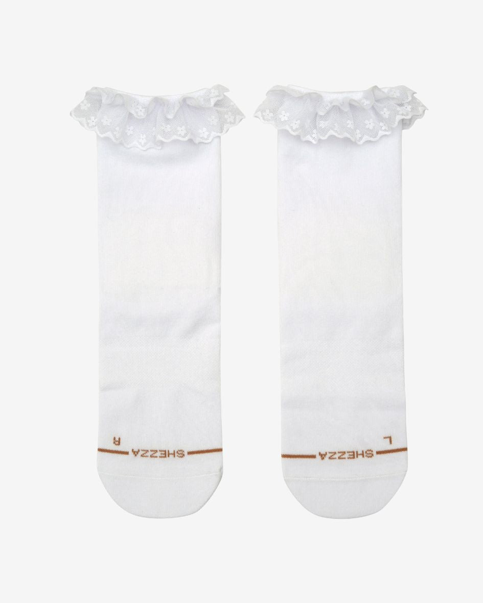 lace white front foam padded socks